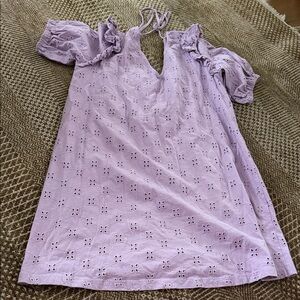 ASOS Maternity Lilac Eyelet Dress with Ruffle Sleeves